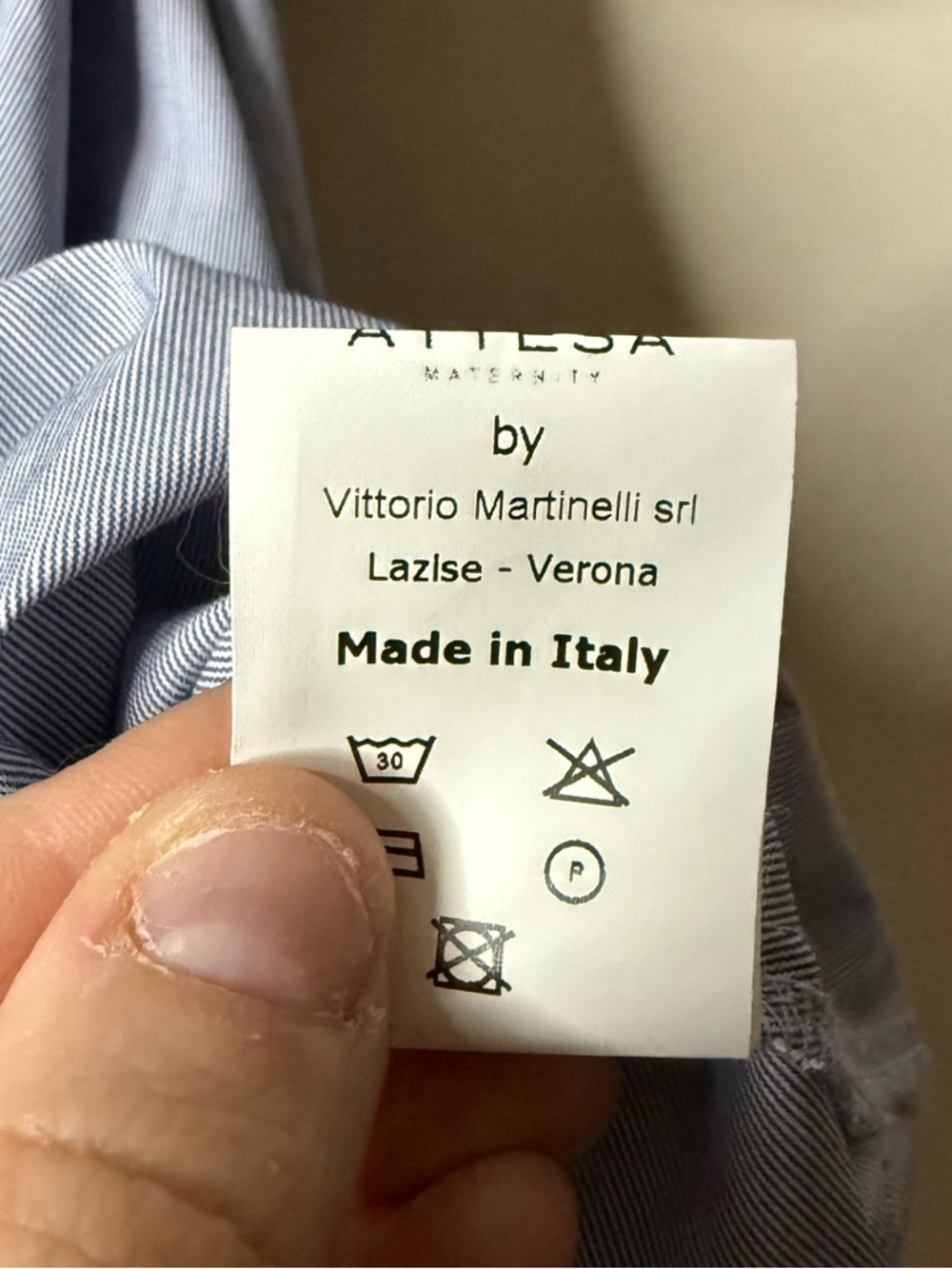 ATTESA Made in Italy Maternity Preppy Classic Poplin Adjustable Swing Midi Dress - Picture 6 of 7
